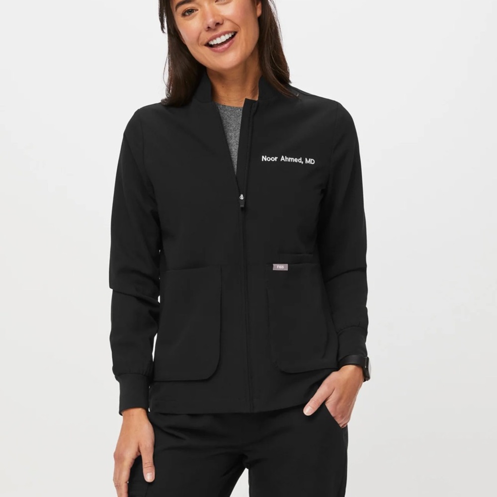 Figs Women's Black Medical Zip Jacket